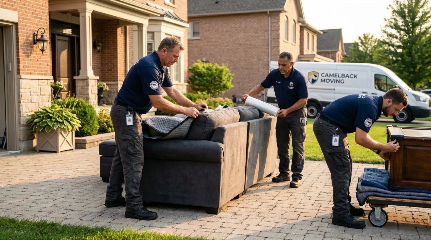 Large estate moving crew wrapping furniture in Parks, AZ