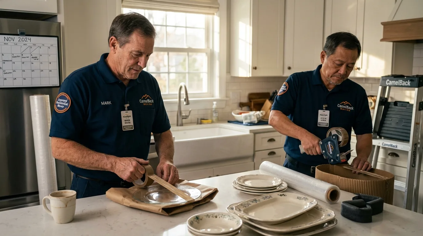 Professional crew packing kitchen dishware in Parks, AZ